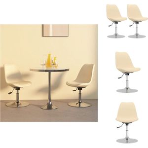 vidaXL Eetkamerstoelen - Crème - Stof - 49x45x(81-93)cm - Draaibaar - Eetkamerstoel