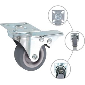 vidaXL Zwenkwielen - 50mm - Set van 32 - Met Rem Zwenkwielen - Rolwielen - Transportwielen - Grijze Wielen - Meubelwielen