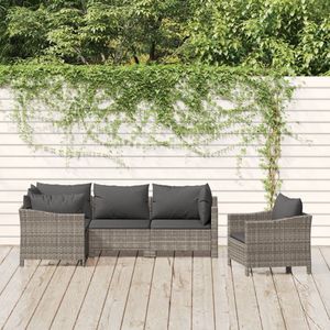 The Living Store Loungeset - Trendy en Elegant - PE-Rattan - Staal Frame - Modulair Ontwerp