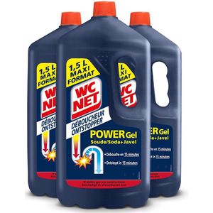 WC NET Ontstopper - POWER Gel - 1,5L Maxi - 3 Flessen - Voordeelverpakking
