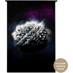 Wandkleed BloemenKerst illustraties - Bloem met abstracte gloed tegen zwarte achtergrond Wandkleed katoen 120x180 cm - Wandtapijt met foto XXL / Groot formaat!