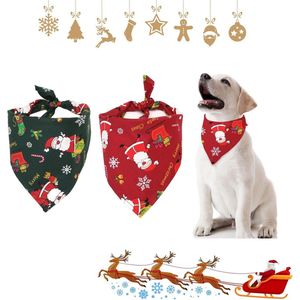 Kersthondenhalsdoek, 2 stuks kerstbandana voor honden, bandana's voor honden, kerstman sjaal, hond, bandana, verstelbare hondenslabbetjes, halsdoek voor honden, slabbetjes