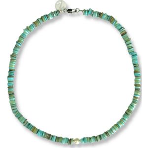 Zatthu Jewelry - N22SS481 - Itse turquoise kralenketting van schelp