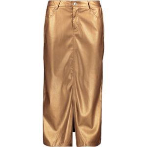 EsQualo Rok Skirt Long Split Vegan Leather F24 11509 750 Brandy Dames Maat - W34