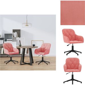 vidaXL Eetkamerstoelen - Fluweel - Roze - 56x61.5x72-80 cm - 360 graden draaibaar - Eetkamerstoel