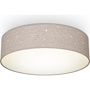 B.K.Licht - Decoratieve Plafondlamp - sterrenhemel effect - kinderkamer lamp - taupe - ronde - �Ø38cm - met 2x E27 fitting - excl. lichtbron