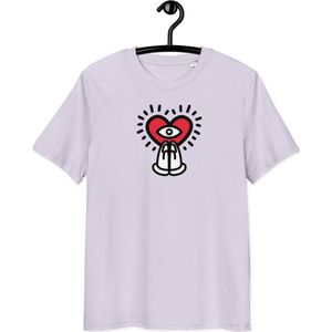 Grateful T-shirt - Unisex - 100% Biologisch Katoen - Lavendel - Maat L | Pop Art T-shirt| Mindfull T-shirt| By BitPopArt| Love T-shirt| Zomer T-Shirt| Mindfull Kleding| Dankbaar T-shirt