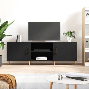 The Living Store TV-meubel - Zwart - 150 x 30 x 50 cm - Stevig bewerkt hout en ijzer