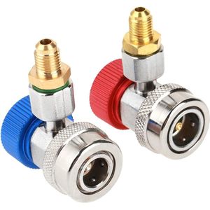 R134A Quick Connect Aircokoppelingset - Veilig en Betrouwbaar - Service 1/4'' Male Flare - Blessurebescherming - Aircometerset