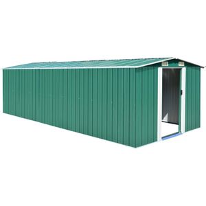 vidaXL - Tuinschuur - 257x580x181 - cm - metaal - groen