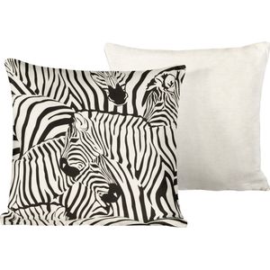 De Witte Lietaer Sierkussensloop Set Zebra Eggshell - 40 x 40 cm - Satijn Katoen