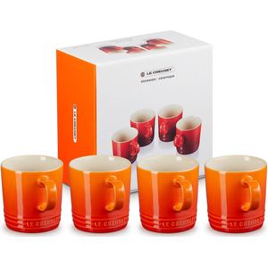 4x Le Creuset mok 0,35 L - oranje-rood