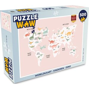 Puzzel Wereldkaart - Kinderen - Dino - Legpuzzel - Puzzel 500 stukjes