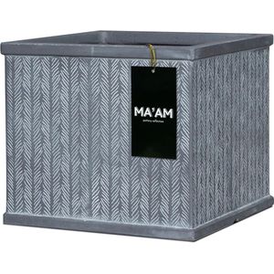 MA'AM Ivy - Plantenbak vierkant - L44xH36 - Grijs/antraciet - Vorstbestendig - Afwateringsgat - trendy visgraat design