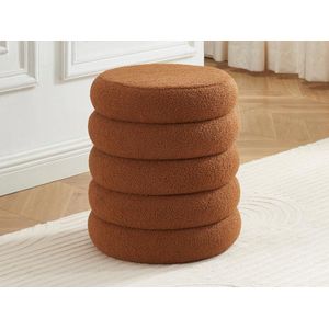 Vente-unique Poef in terracotta bouclé ECAMBI L 40 cm x H 45 cm x D 40 cm