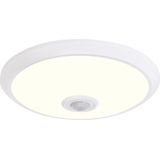 LED Plafondlamp met Sensor + Dag en Nacht Sensor - Kozolux Crimpy - 20W 1500lm - Natuurlijk Wit 4200K - Opbouw - Rond - Wit