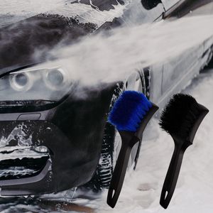 Autoband reinigingsborstel stijf varkenshaar wiel reinigingsborstel Detail borstel voor wielen, velgen, motorfietsen, fietsen, boten (zwart)