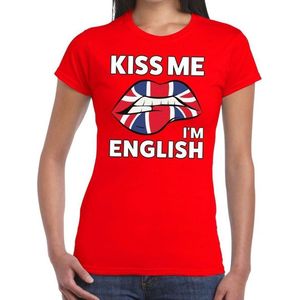 Kiss me I am English t-shirt rood dames - feest shirts dames - Engeland kleding L