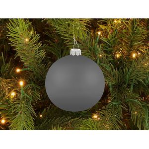 20x Glazen Matte Kerstbal Christmas Decorations Warm Grey - Mat Warm grijs - kerstboomhanger - diameter 6 centimeter - Decoris