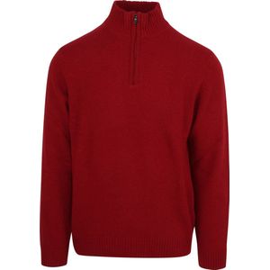 Suitable - Half Zip Trui Wol Blend Rood - Heren - Maat XXL - Modern-fit