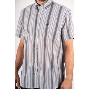 Pre End heren blouse - overhemd KM - 100347 - Milton - blauw streep - maat XL