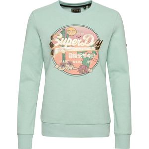 Superdry Vintage Vl Narrative Crew Dames Trui - Groen - Maat XS