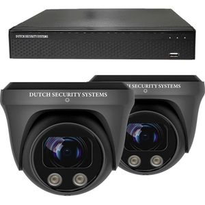 Draadloze Beveiligingscamera Set - 2x PRO Dome Camera - UltraHD 4K - Sony 8MP - Zwart - Buiten & Binnen - Met Nachtzicht - Incl. Recorder & App
