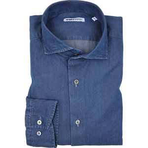 SHIRTBIRD | Kite | Overhemd | Donker Denim | Denim Indy |  100% Katoen | Pre Washed | Strijkvriendelijk | Parelmoer Knopen | Premium Shirts | Maat 38