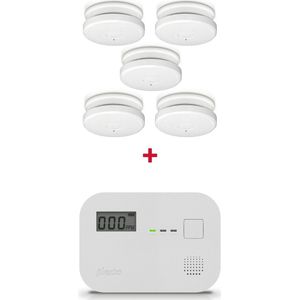 Alecto Brandmelder set - 5 stuks SA20 Rookmelders met 10 jaar sensor + COA3910 Koolmonoxidemelder 10 jaar sensor