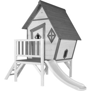 AXI Speelhuis Cabin XL in Wit met Witte Glijbaan - Speelhuis op palen met veranda - FSC hout - Speeltoestel voor de tuin
