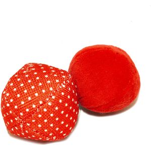 Duvoplus - Speelgoed Voor Dieren - Kat - Retro Rode Ballen Uni & Stippen 2pc - 6x6x6cm Rood - 2st
