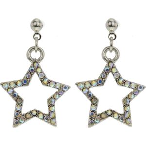 Behave Oorbel hanger ster zilver kleur multi