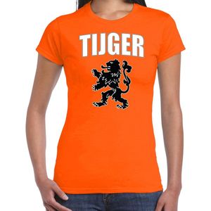 Tijger met leeuw oranje t-shirt Holland / Nederland supporter EK/ WK voor dames XXL