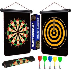 Magnetisch dartbord, dartset, dubbelzijdig dartbord voor kinderen en volwassenen, vrije tijd, sport, met 6 dartpijlen, magnetische dart voor binnen en buiten, 30 cm