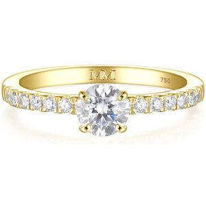 Finesse - 18k Geelgouden Moissanite Verlovingsring met Zijstenen - 0.5 karaat