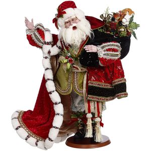 Mark Roberts Santa - Oud Engelse Kerstman - decoratiebeeld - wit rood groen - 66cm - Collector's Item