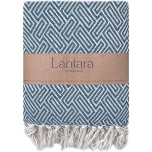 Lantara - Athene - Grand foulard Sprei - Petrol Blauw - Katoen - 150x250cm