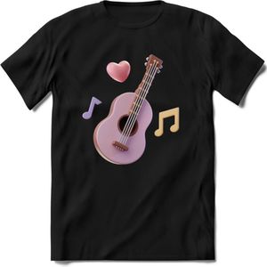 Valentijn muziek T-Shirt | Grappig gitaar Valentijnsdag Cadeautje voor Hem en Haar | Dames - Heren - Unisex | Kleding Cadeau | - Zwart - 3XL