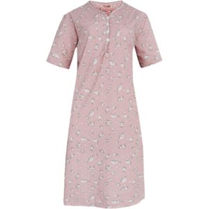 Dames nachthemd korte mouw met bloemenprint 6995 M roze
