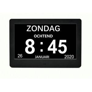Dementieklok - 7 inch display - Zwart - Met afstandsbediening - Digitaal - Klok met datum - Medicatiealarm - Dementie klok - Dementieklokken - Dementieklokken digitaal - Alzheimer - Dementiekalenderklok - Klok digitaal - Wandklok - Kalenderklok