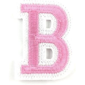 Alfabet Strijk Letter Embleem Patches Roze Wit Letter B / 3.5 cm / 4.5 cm