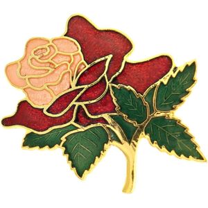 Behave® Broche bloem roos rood roze - emaille sierspeld -  sjaalspeld