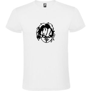 Wit T-Shirt met “ Halloween Chucky “ afbeelding Zwart Size L