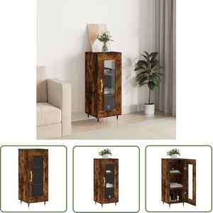 The Living Store Dressoir 34,5x34x90 cm bewerkt hout gerookt eiken - Dressoir - Houten Dressoir - Vintage Dressoir - Landelijk Dressoir - Salontafel