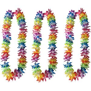 Toppers - Hawaii krans/slinger - 6x - regenboog/zomerse kleuren - incl. led verlichting