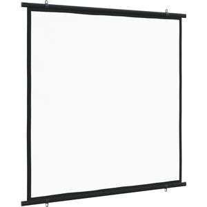 Projectiescherm - stof - ijzer - sterk - duurzaam - matwit - 2 zwarte zij randen - ophanghaak - 50'' - 135 x 140 cm