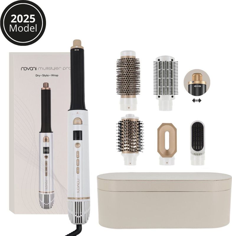 Novani Airstyler Pro- Krultang 6 in 1 Multistyler Föhn- Coldshot - Hairwrap Föhnborstel - Haardroger - Krulborstel en Stijlborstel- Incl. Leren Opbergdoos - Moederdag Cadeautje