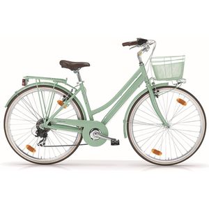 Dames - meisjes fiets Mbm Boulevard stads hybride groen 28 inch, 6 versnellingen