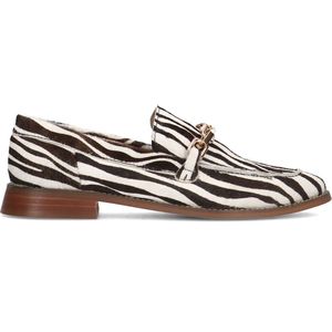 Manfield - Dames - Loafers met zebraprint en goudkleurige chain - Maat 37