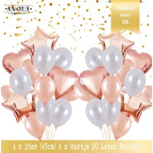 Ballon Pakket 28 Stuks Rose Gold / White Pearl * Rose Goud Ballonnen Boeketten * Snoes * Feest Huwelijk Verjaardag Decoratie Set.